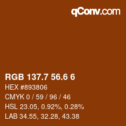 カラーコード: RGB 137.7 56.6 6 | qconv.com