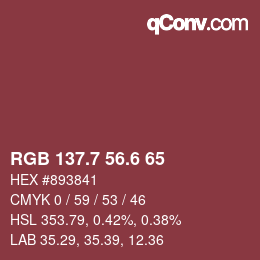 カラーコード: RGB 137.7 56.6 65 | qconv.com