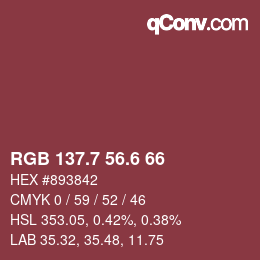 カラーコード: RGB 137.7 56.6 66 | qconv.com
