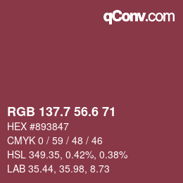 カラーコード: RGB 137.7 56.6 71 | qconv.com