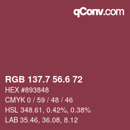 カラーコード: RGB 137.7 56.6 72 | qconv.com