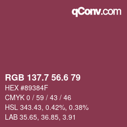 カラーコード: RGB 137.7 56.6 79 | qconv.com