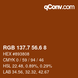 カラーコード: RGB 137.7 56.6 8 | qconv.com