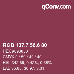 カラーコード: RGB 137.7 56.6 80 | qconv.com