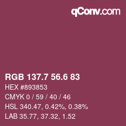 カラーコード: RGB 137.7 56.6 83 | qconv.com