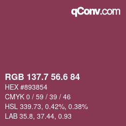 カラーコード: RGB 137.7 56.6 84 | qconv.com