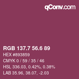 カラーコード: RGB 137.7 56.6 89 | qconv.com