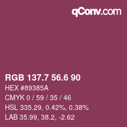 カラーコード: RGB 137.7 56.6 90 | qconv.com