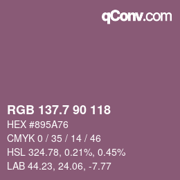 カラーコード: RGB 137.7 90 118 | qconv.com