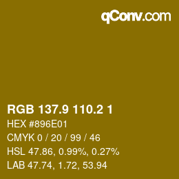 カラーコード: RGB 137.9 110.2 1 | qconv.com
