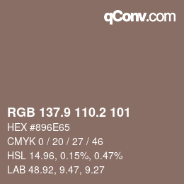 Color code: RGB 137.9 110.2 101 | qconv.com