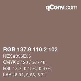 Color code: RGB 137.9 110.2 102 | qconv.com
