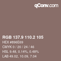 Color code: RGB 137.9 110.2 105 | qconv.com