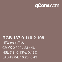 カラーコード: RGB 137.9 110.2 106 | qconv.com