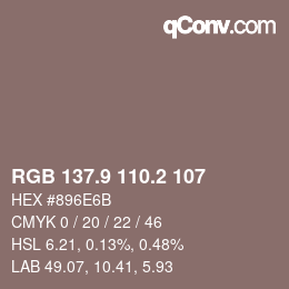 Color code: RGB 137.9 110.2 107 | qconv.com