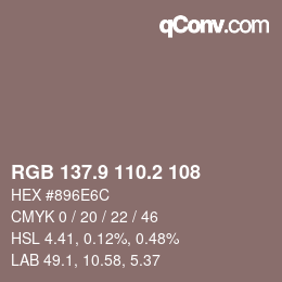 カラーコード: RGB 137.9 110.2 108 | qconv.com
