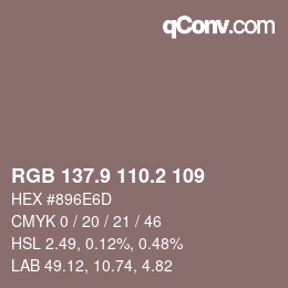 カラーコード: RGB 137.9 110.2 109 | qconv.com