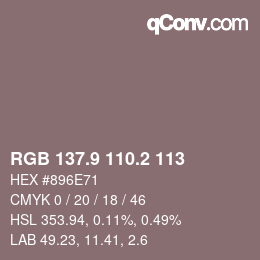 カラーコード: RGB 137.9 110.2 113 | qconv.com