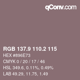 Color code: RGB 137.9 110.2 115 | qconv.com