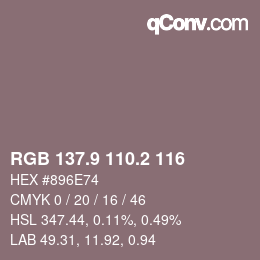Color code: RGB 137.9 110.2 116 | qconv.com