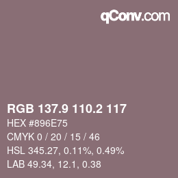 Color code: RGB 137.9 110.2 117 | qconv.com