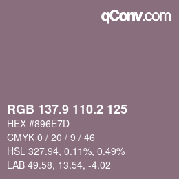 カラーコード: RGB 137.9 110.2 125 | qconv.com