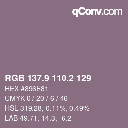Farbcode: RGB 137.9 110.2 129 | qconv.com