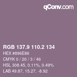 Color code: RGB 137.9 110.2 134 | qconv.com