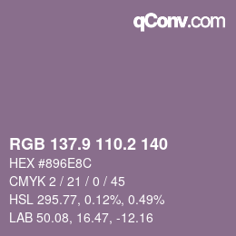 Color code: RGB 137.9 110.2 140 | qconv.com