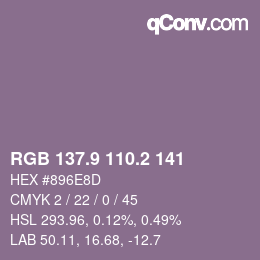 Color code: RGB 137.9 110.2 141 | qconv.com