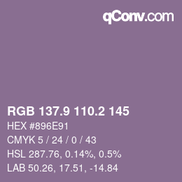 Color code: RGB 137.9 110.2 145 | qconv.com
