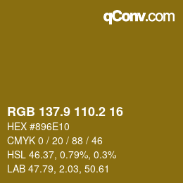 カラーコード: RGB 137.9 110.2 16 | qconv.com