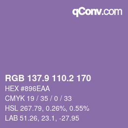 Color code: RGB 137.9 110.2 170 | qconv.com