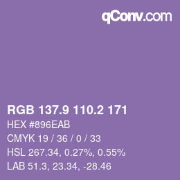 カラーコード: RGB 137.9 110.2 171 | qconv.com