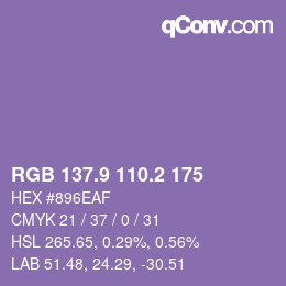 Color code: RGB 137.9 110.2 175 | qconv.com