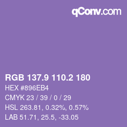 カラーコード: RGB 137.9 110.2 180 | qconv.com