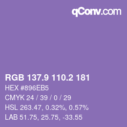 カラーコード: RGB 137.9 110.2 181 | qconv.com