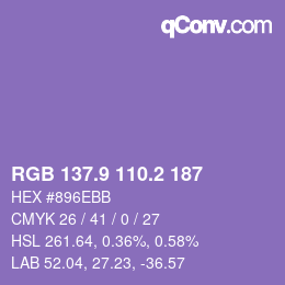 カラーコード: RGB 137.9 110.2 187 | qconv.com