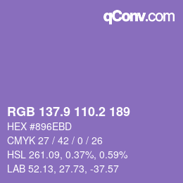 Código de color: RGB 137.9 110.2 189 | qconv.com