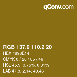 Color code: RGB 137.9 110.2 20 | qconv.com