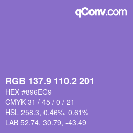 カラーコード: RGB 137.9 110.2 201 | qconv.com