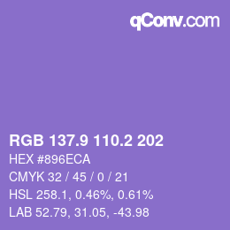 カラーコード: RGB 137.9 110.2 202 | qconv.com