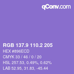 カラーコード: RGB 137.9 110.2 205 | qconv.com