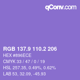 カラーコード: RGB 137.9 110.2 206 | qconv.com