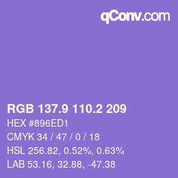 カラーコード: RGB 137.9 110.2 209 | qconv.com