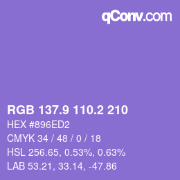 カラーコード: RGB 137.9 110.2 210 | qconv.com