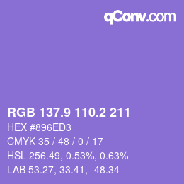 カラーコード: RGB 137.9 110.2 211 | qconv.com