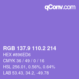 カラーコード: RGB 137.9 110.2 214 | qconv.com