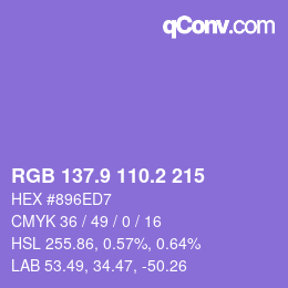 カラーコード: RGB 137.9 110.2 215 | qconv.com