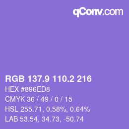 カラーコード: RGB 137.9 110.2 216 | qconv.com